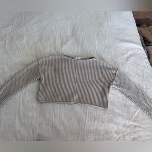 Beige Ribbed, women's cropped Knit sweater.  Size XXS in beige